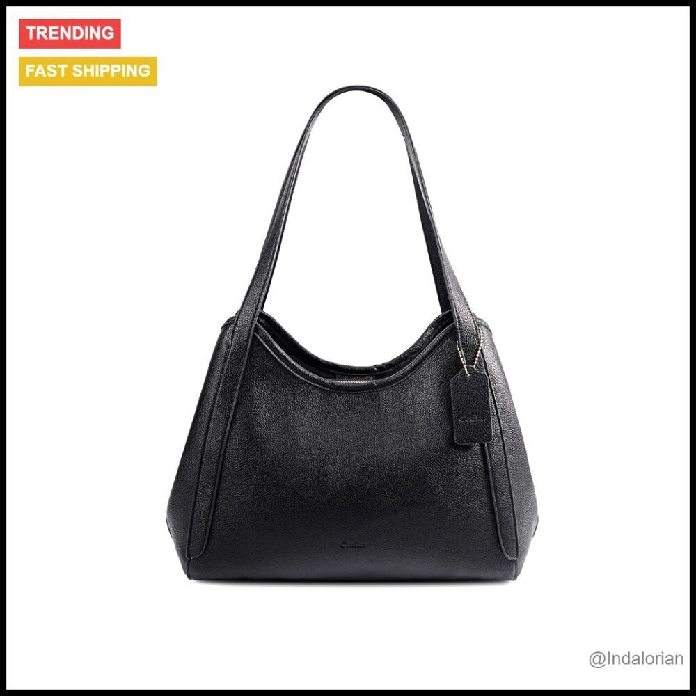 Vegan Leather Hobo Shoulder Bag Elegant Minimal Chic Tote Purse Medium